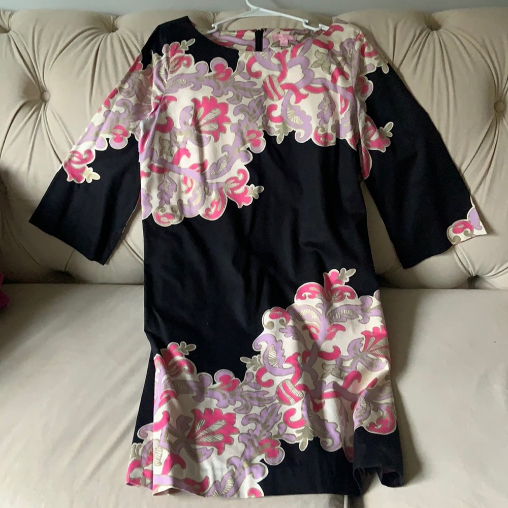 Black, pink, purple, gold and cream Lilly Pulitzer dress